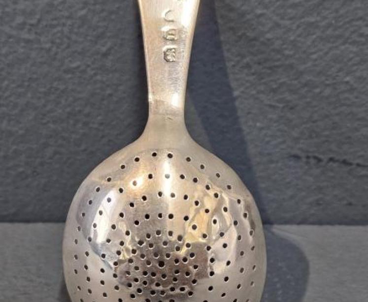 Unusual Georgian Silver Tea Straining Spoon - Image 3