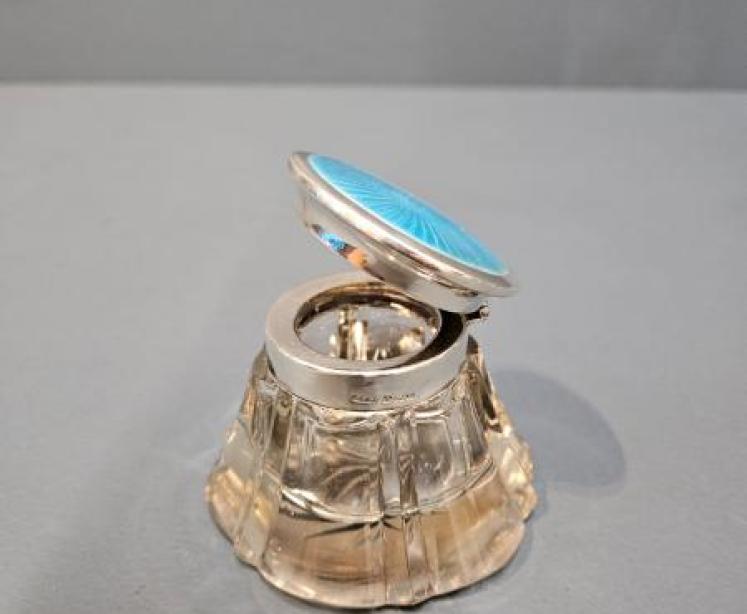 Immaculate Silver and Enamel Ink Well - Image 2