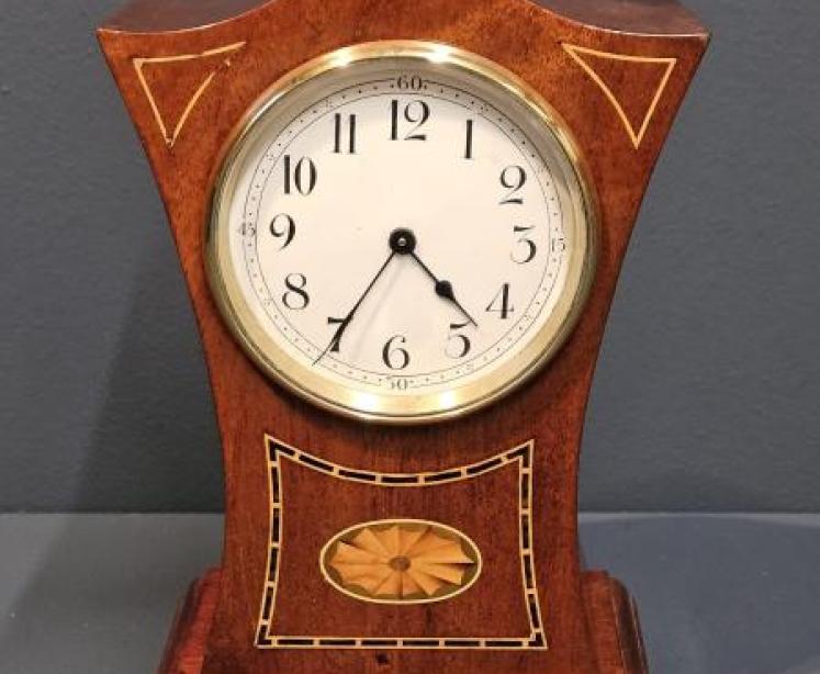 Edwardian Flared Top Inlaid Mantel Clock - Image 1
