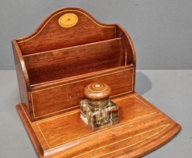 Late Victorian Mahogany Pen, Ink and Letter Stand - Image 6