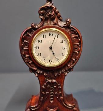 Victorian Carved Mahogany Mantel Clock 