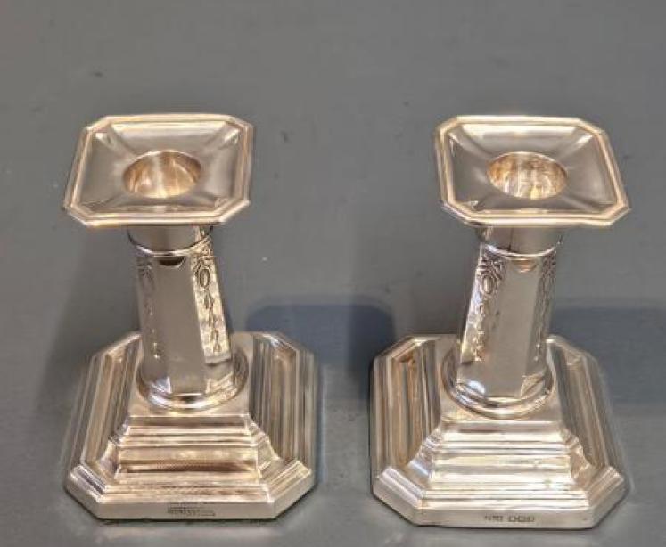 Pair of Edwardian Solid Silver Candlesticks  - Image 2