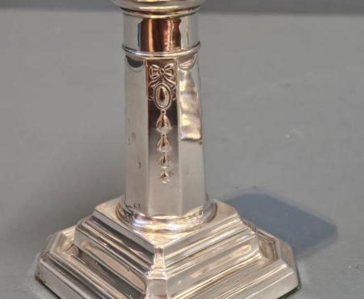 Pair of Edwardian Solid Silver Candlesticks  - Image 3