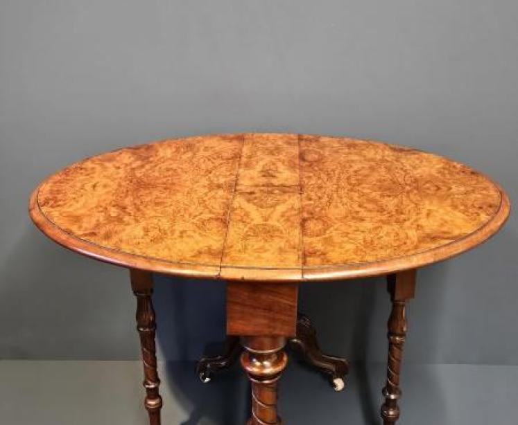 Victorian Burr Walnut Sutherland Table - Image 3