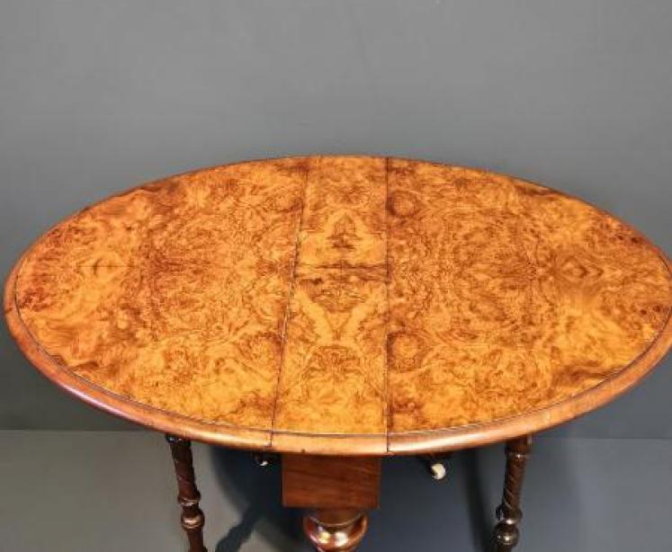 Victorian Burr Walnut Sutherland Table - Image 5