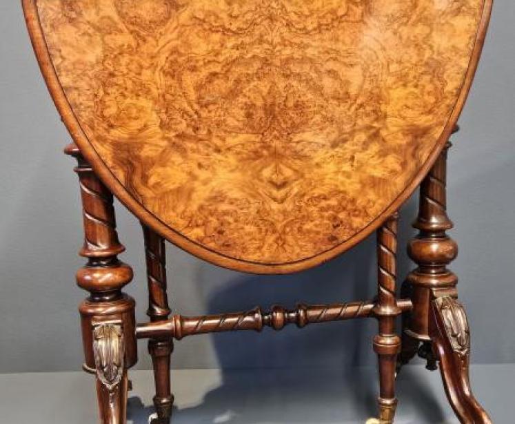 Victorian Burr Walnut Sutherland Table - Image 6