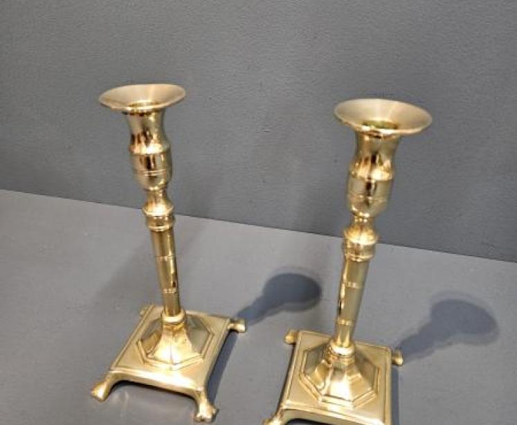 Pair of George III Brass Candlesticks  - Image 3