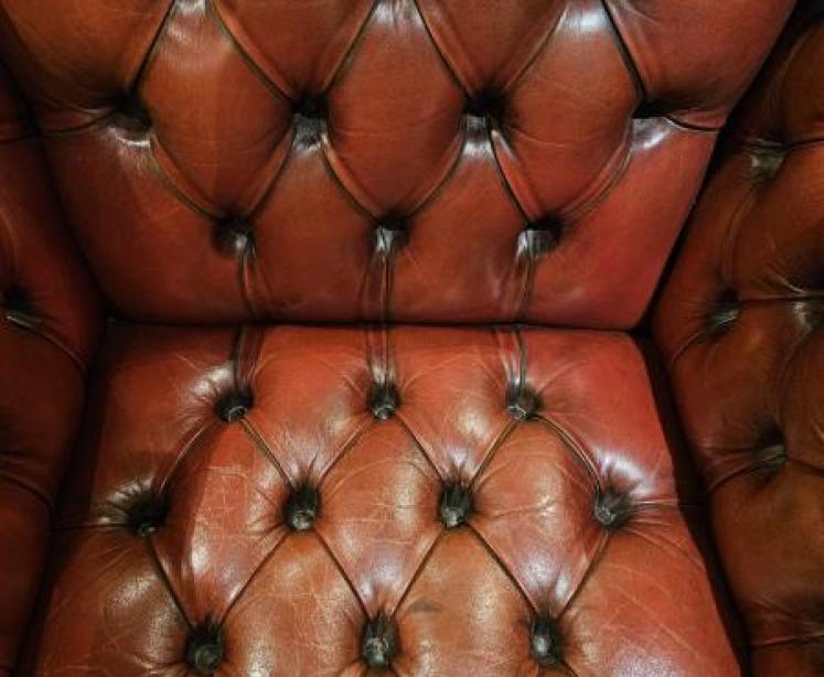 Matching Pair of 1920's Red Leather Chesterfield Arm Chairs - Image 7