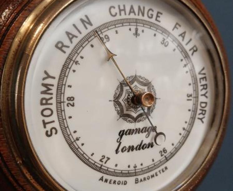 Victorian Oak Gamage of London Aneroid Barometer - Image 2