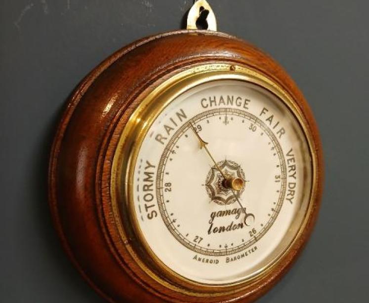 Victorian Oak Gamage of London Aneroid Barometer - Image 7