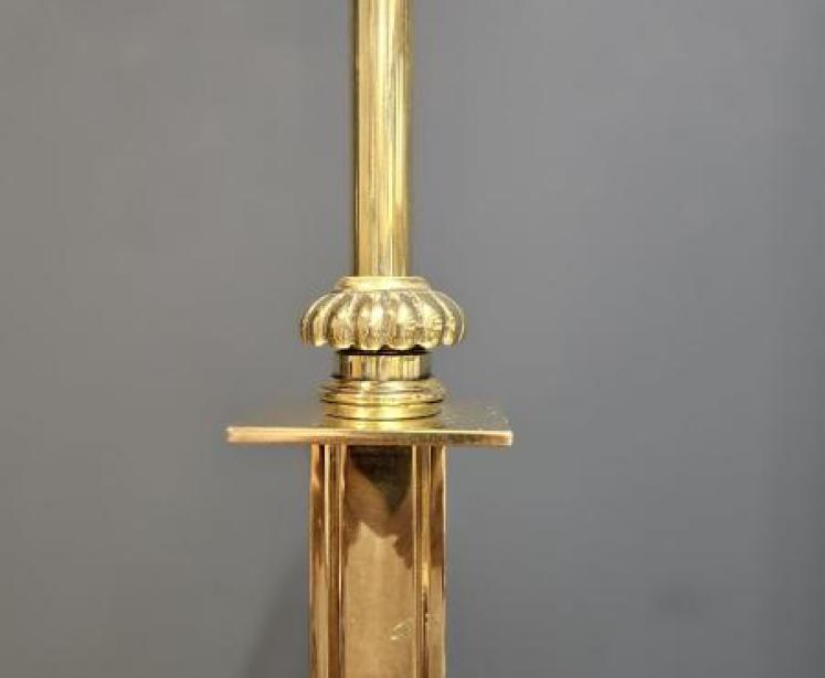 Edwardian Brass Rise and Fall Standard Lamp - Image 3