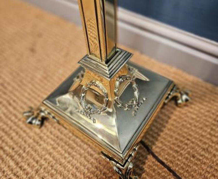 Edwardian Brass Rise and Fall Standard Lamp - Image 6