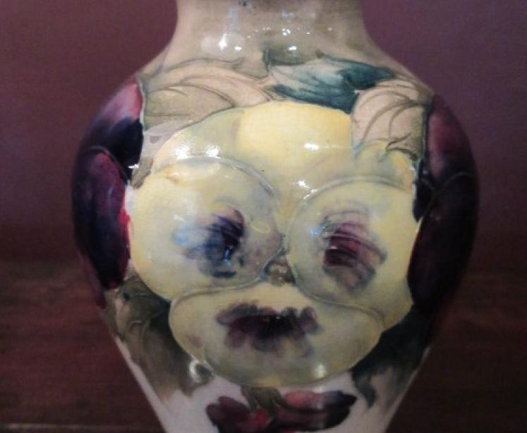 Early Moorcroft Pansy on Cream Baluster Shaped Vase - Image 2