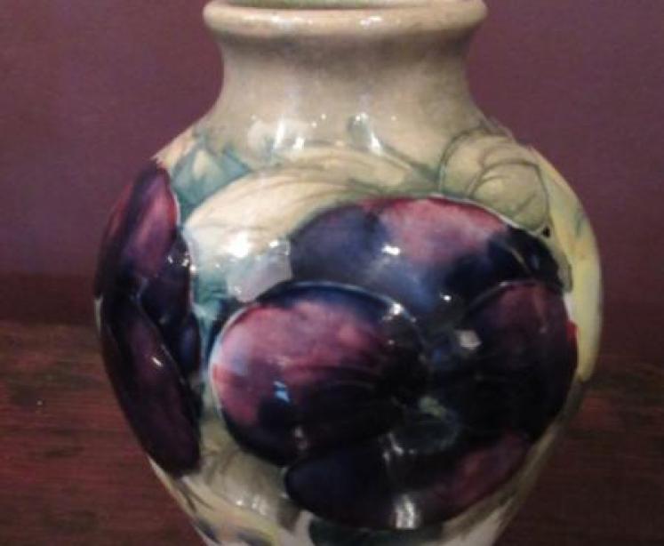 Early Moorcroft Pansy on Cream Baluster Shaped Vase - Image 3