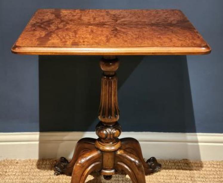 Early Victorian Burr Walnut Occasional Table - Image 7