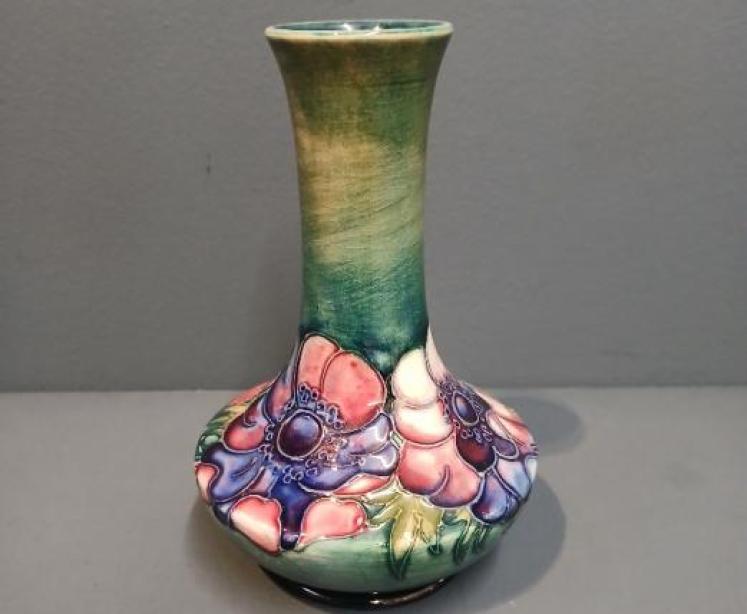 Moorcroft Anemone on Green Ground Vase - Image 1