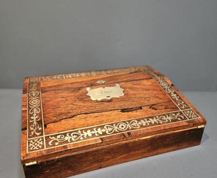 Regency Rosewood Brass Inlaid Writing Slope - Image 1
