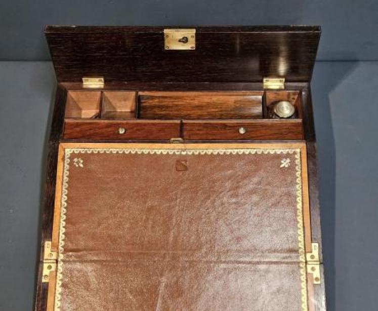 Regency Rosewood Brass Inlaid Writing Slope - Image 4