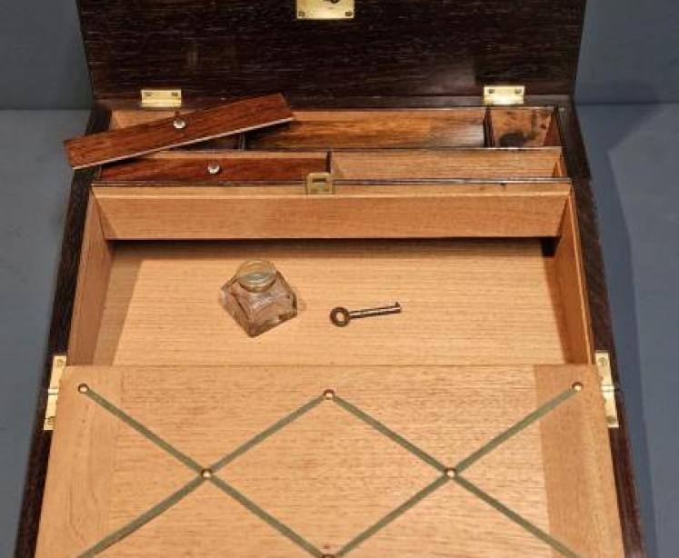 Regency Rosewood Brass Inlaid Writing Slope - Image 5