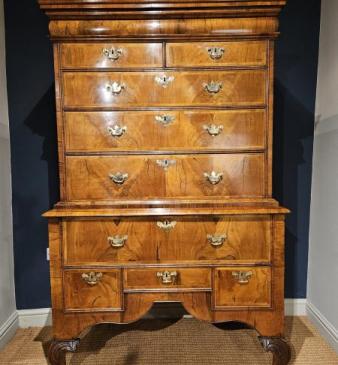 George I Walnut Chest on Stand