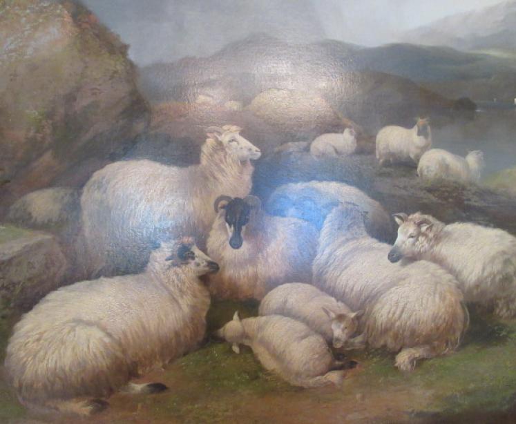 Impressive Victorian Oil 'Sheep in Moorland Landscape' Painting - Image 2
