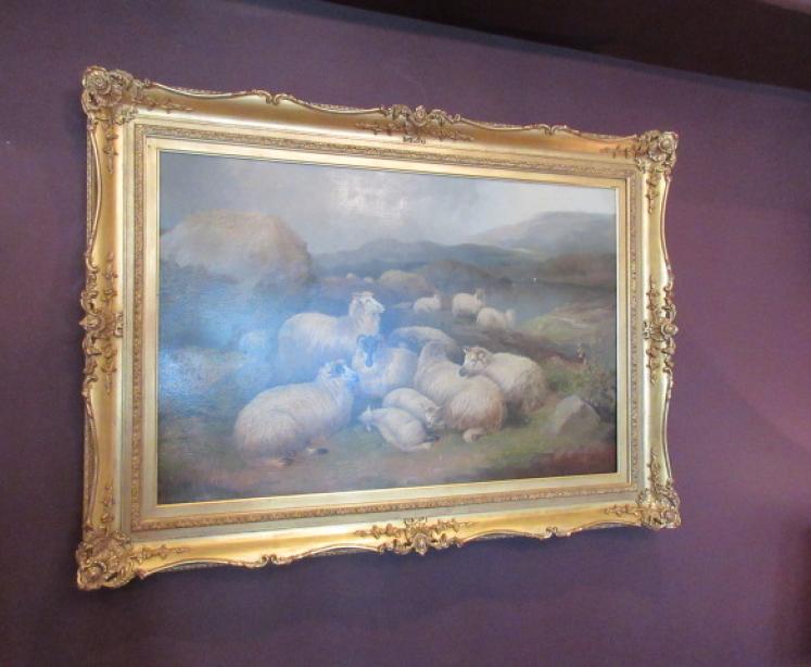 Impressive Victorian Oil 'Sheep in Moorland Landscape' Painting - Image 5