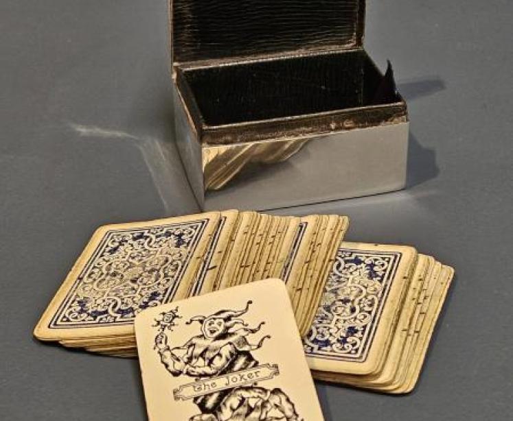 Victorian Silver Patience Box & Cards - Image 2