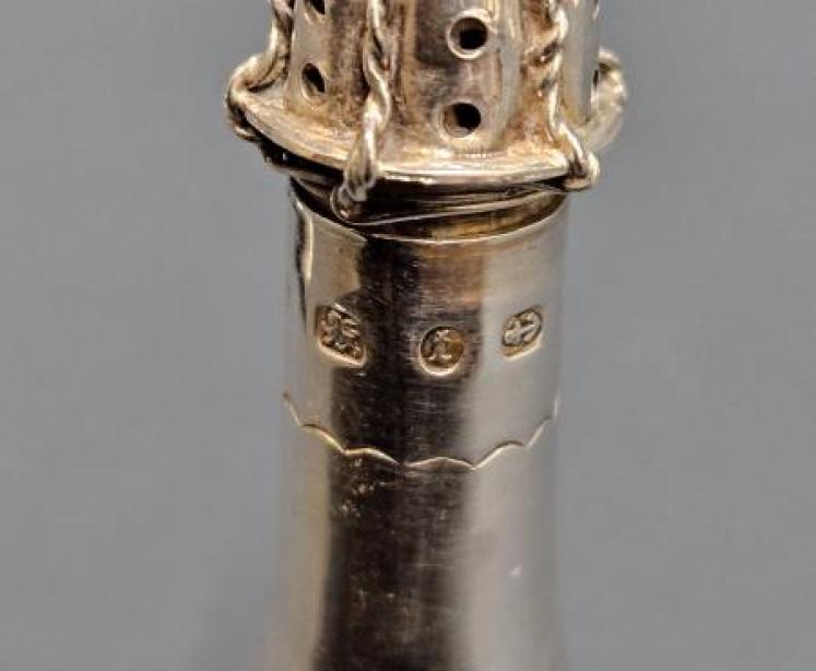 Pair of silver Victorian Champagne Bottle Peppers - Image 3