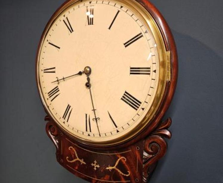 Early Victorian Single Fusee Drop Dial Wall Clock  - Image 1