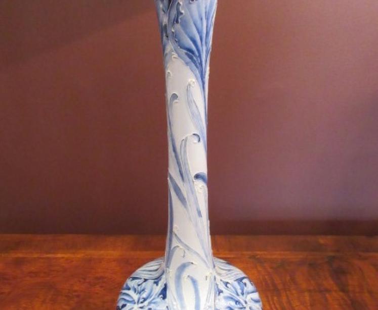 Tall Art Nouveau McIntyre Moorcroft Cornflower Vase - Image 5