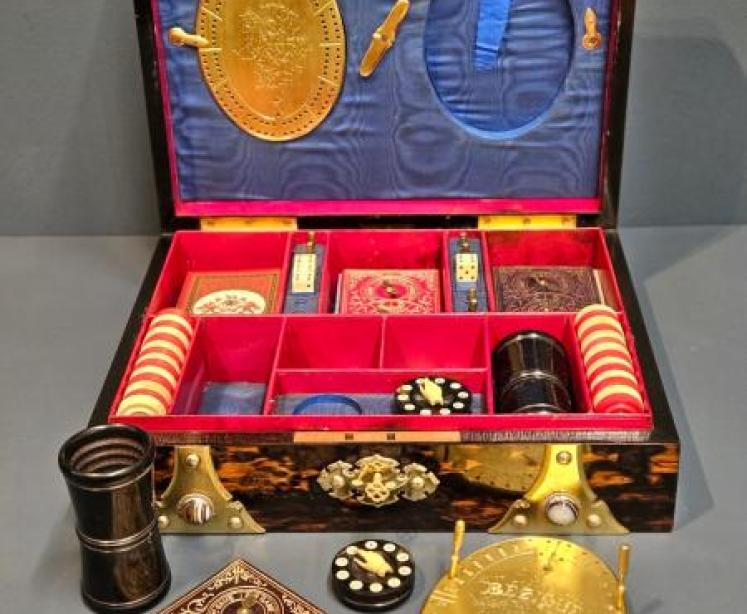 Superb Brass Bound Coromandel Games Compendium - Image 1