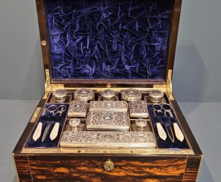 Victorian Coromandel & Silver Travelling Box - Image 1