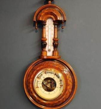 Victorian Walnut Pendant Banjo Barometer