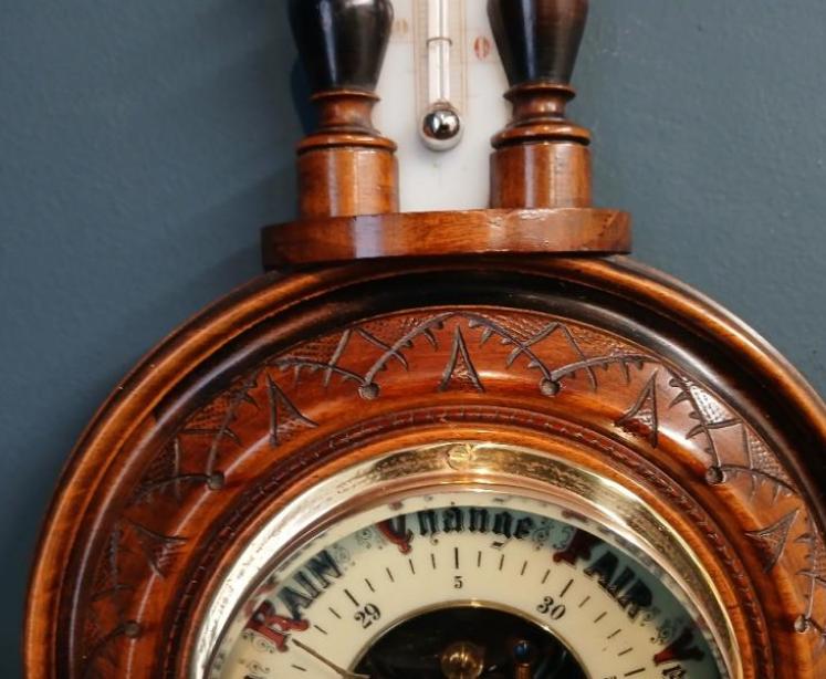 Victorian Walnut Pendant Banjo Barometer - Image 3
