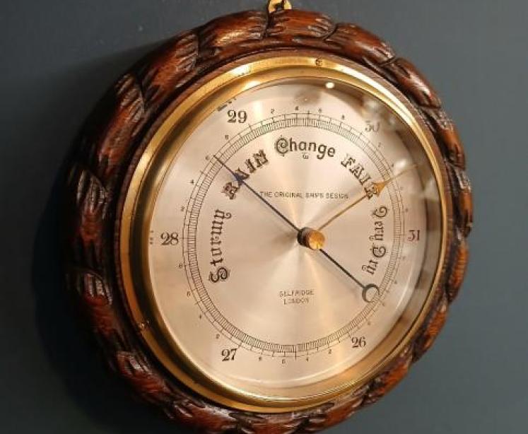 Victorian Selfridge of London Oak Ships Barometer - Image 1