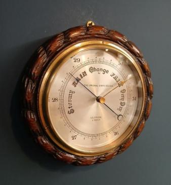 Victorian Selfridge of London Oak Ships Barometer