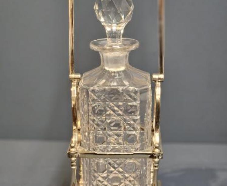 Victorian Cut Crystal Decanter & Silver Plated Stand - Image 1
