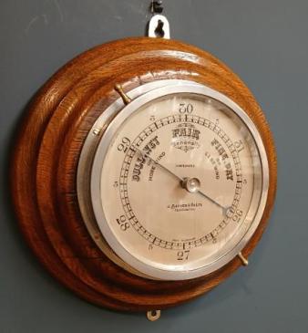 Edwardian Golden Oak Ship's Barometer