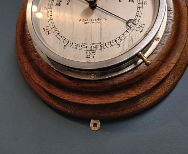 Edwardian Golden Oak Ship's Barometer - Image 6