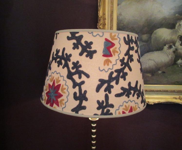 Tall Solid Brass Lamp & Crewel Work Shade - Image 4