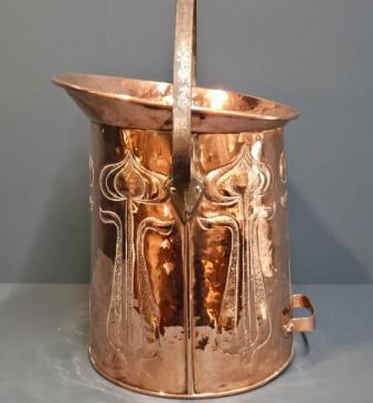 Art Nouveau Copper Coal Scuttle
