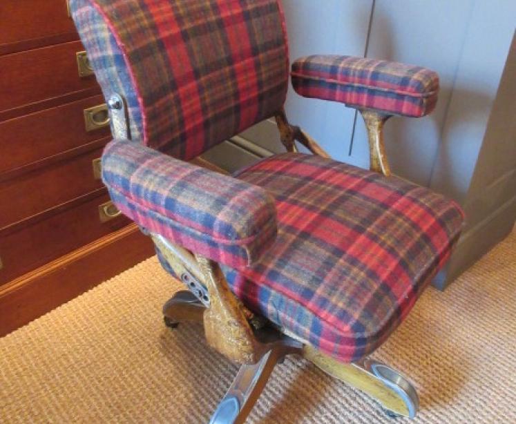 1920's Upholstered Reclining Desk Armchair - Image 3