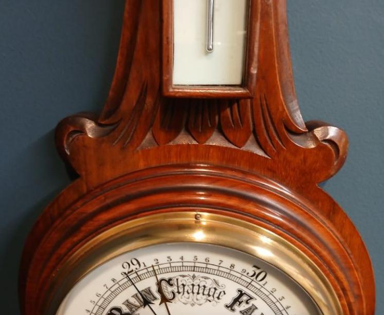 Victorian Solid Walnut Banjo Barometer - Image 4