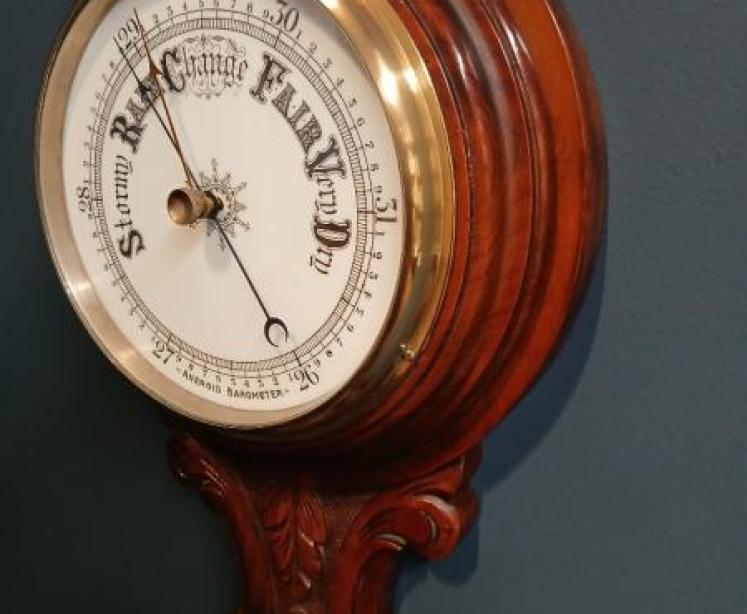 Victorian Solid Walnut Banjo Barometer - Image 6