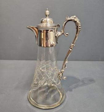 Late Victorian Silver Plated and Crystal Claret Jug