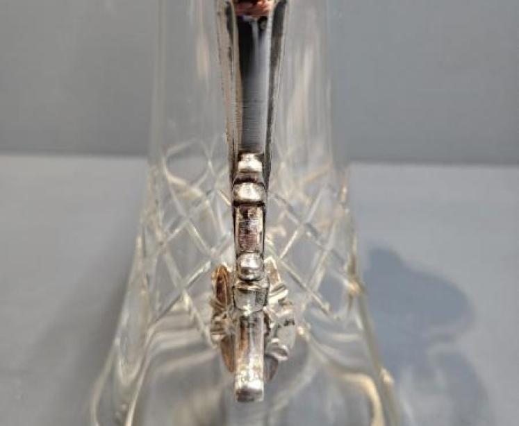 Late Victorian Silver Plated and Crystal Claret Jug - Image 7