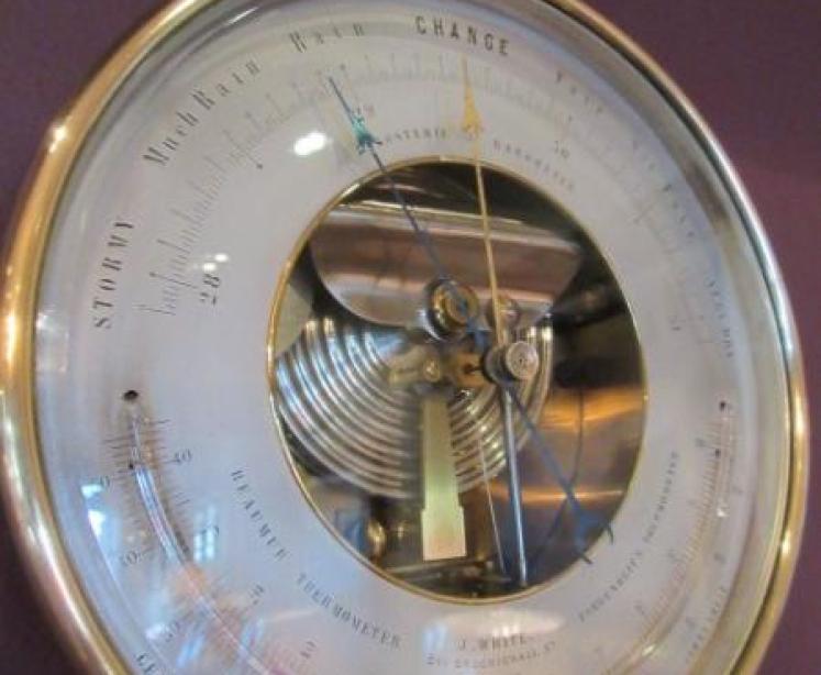 Large Victorian Twin Thermometer Marine Barometer - Image 2
