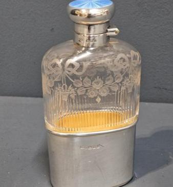 Outstanding Silver and Enamel Hip Flask
