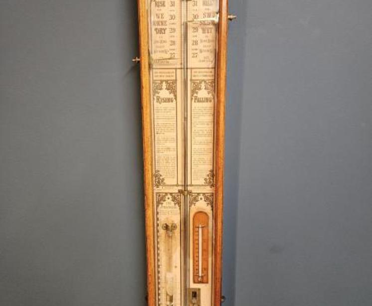 Victorian Oak Cased Admiral Fitzroy Barometer - Image 1