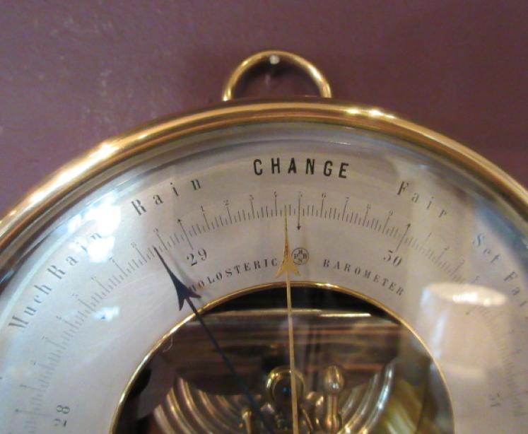 Large Victorian Twin Thermometer Marine Barometer - Image 4